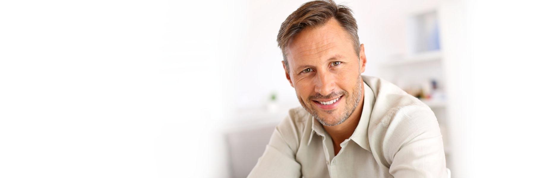 Man with facial hair smiling l Dental Crowns in Doylestown PA
